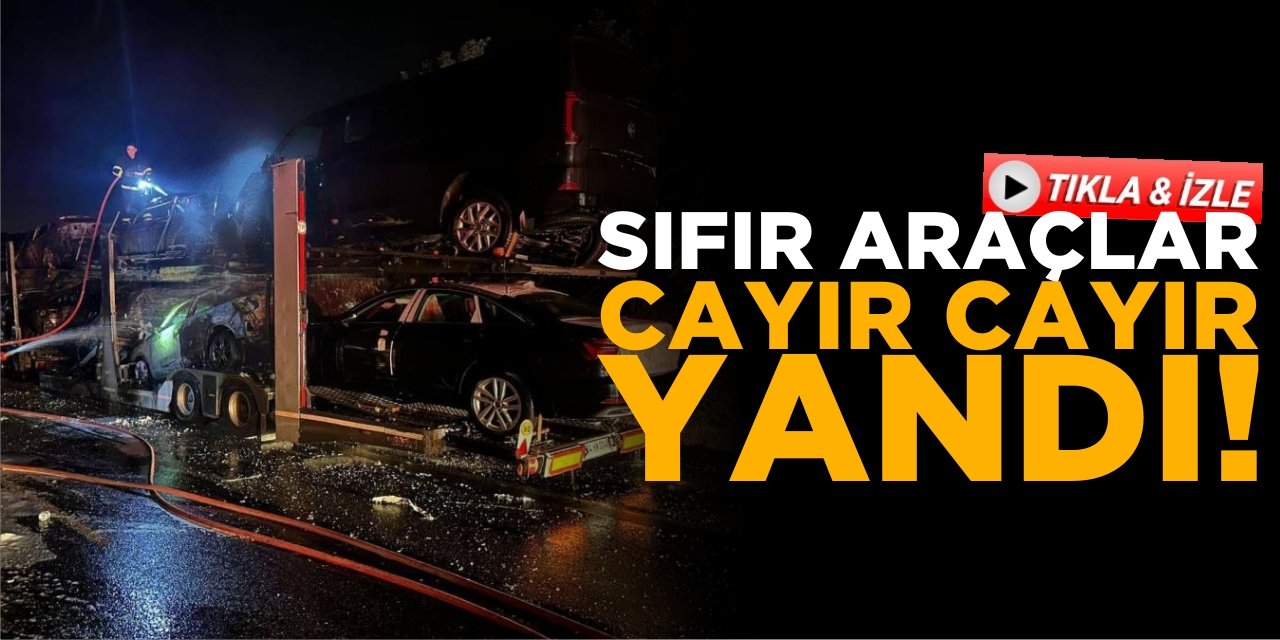 8 Adet Sıfır Araç Cayır Cayır Yandı