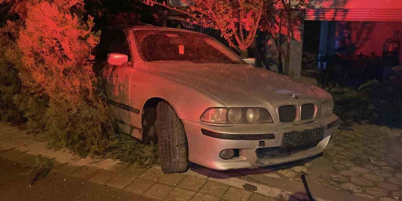 Islak Zeminde Kayan Otomobil Evin Bahçesine Daldı