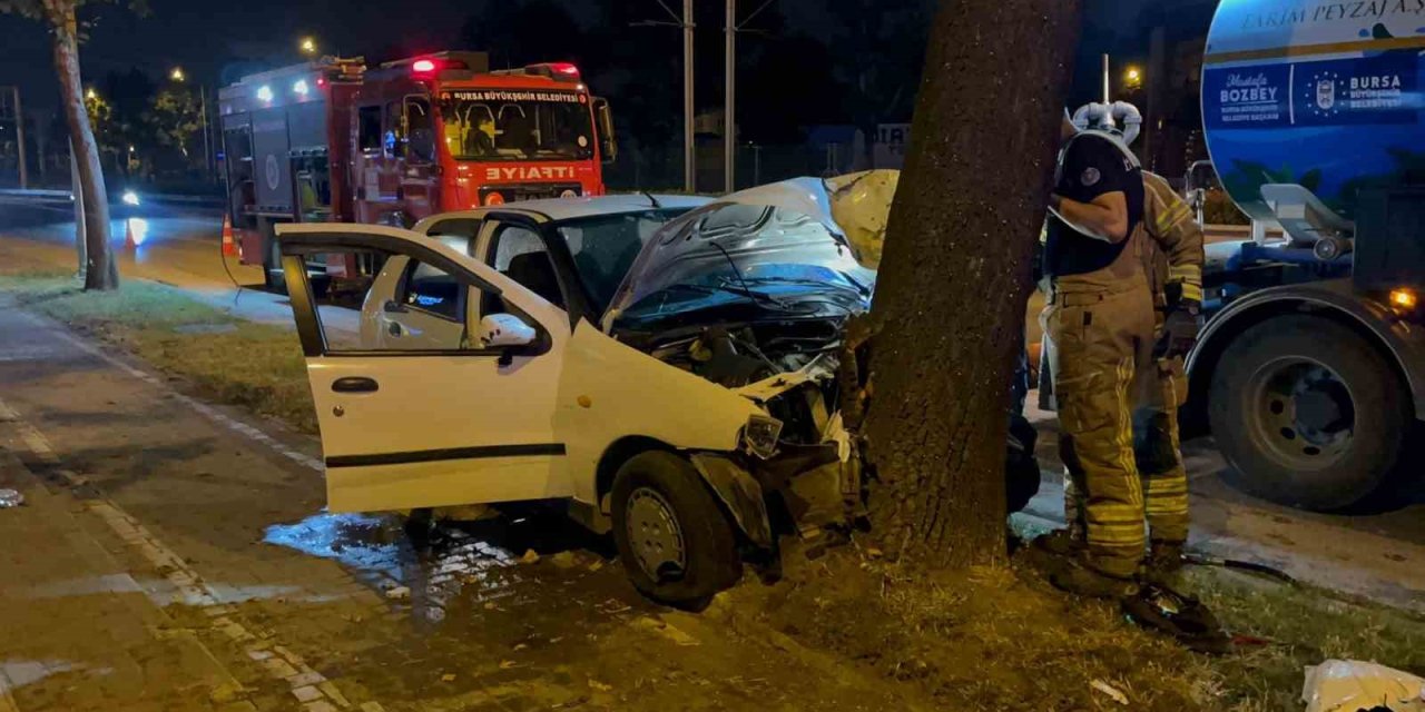 Direksiyon Hakimiyetini Kaybederek Ağaca Çarptı