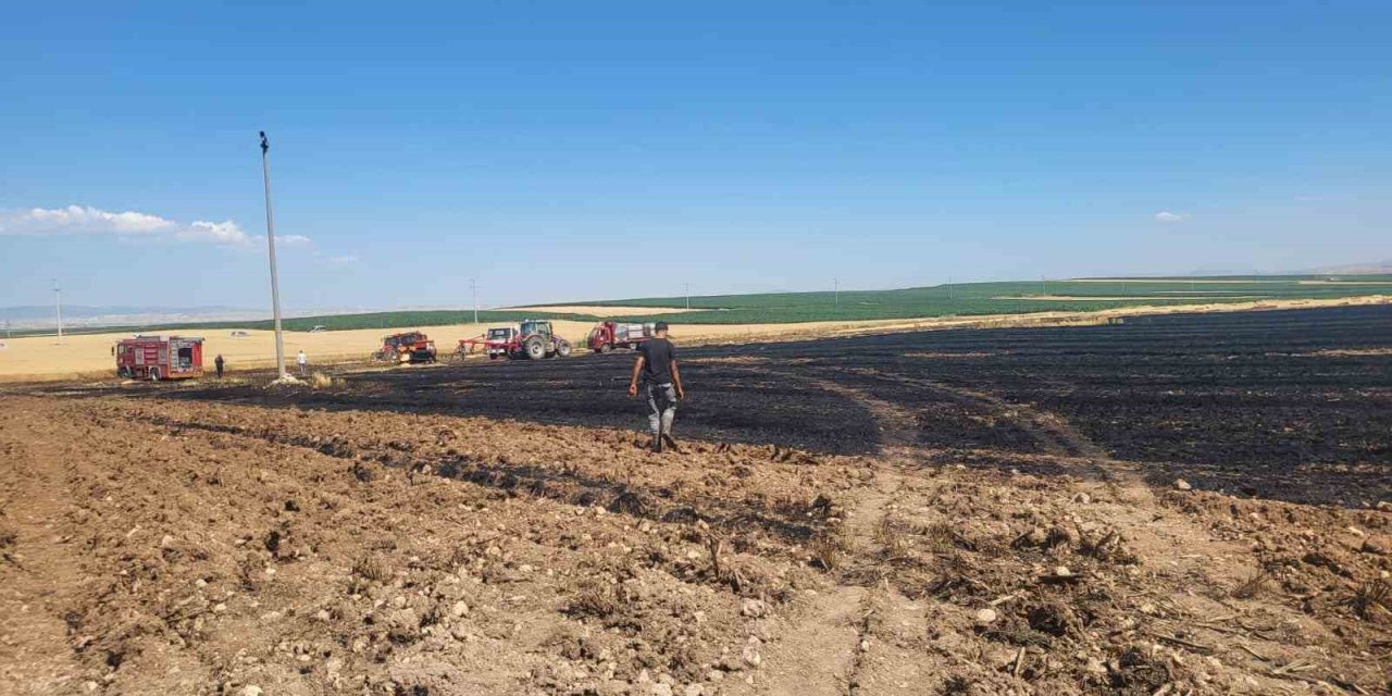 40 Dönümlük Buğday Tarlasında Korkutan Yangın
