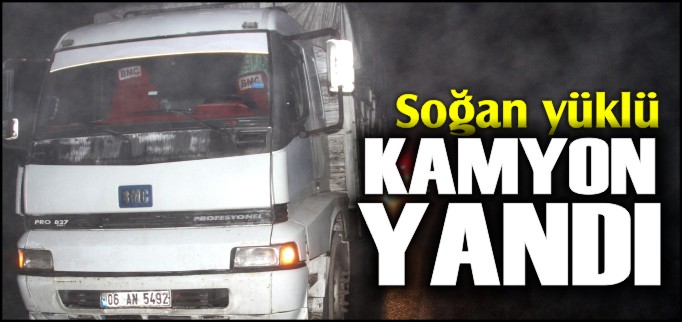 SOĞAN YÜKLÜ KAMYON YANDI