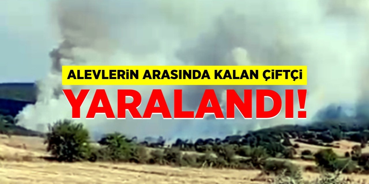 Alevlerin arasında kalan çiftçi yaralandı!