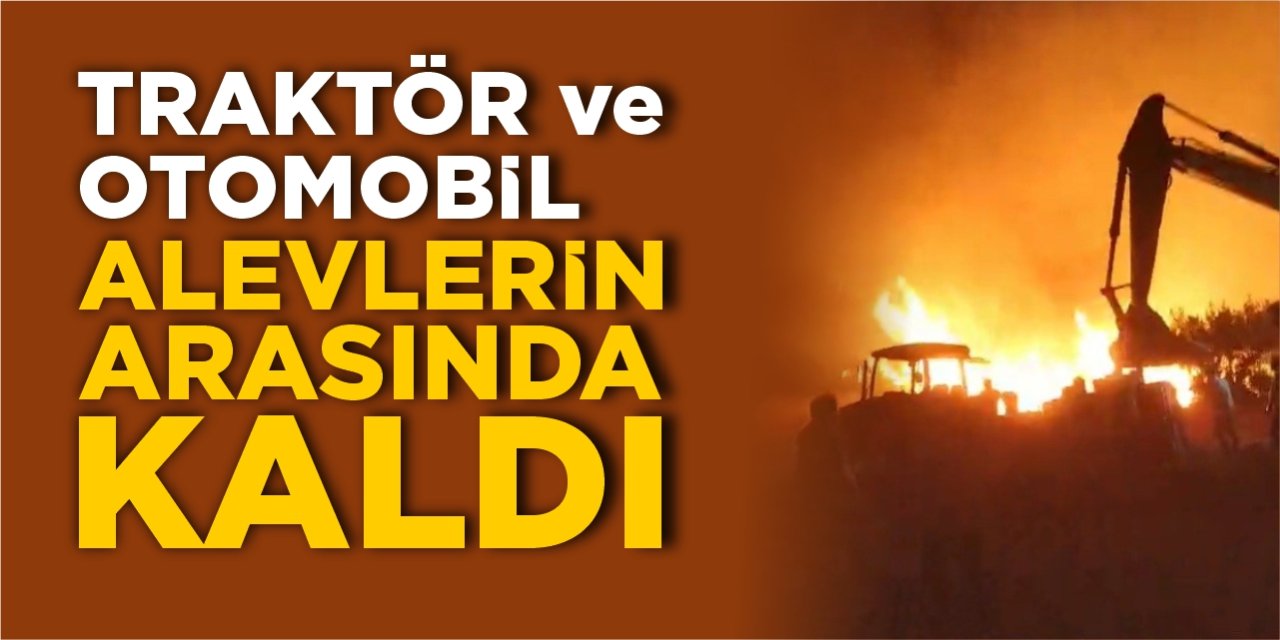Bilecik'teki yangında traktör ve otomobil alevler arasında kaldı