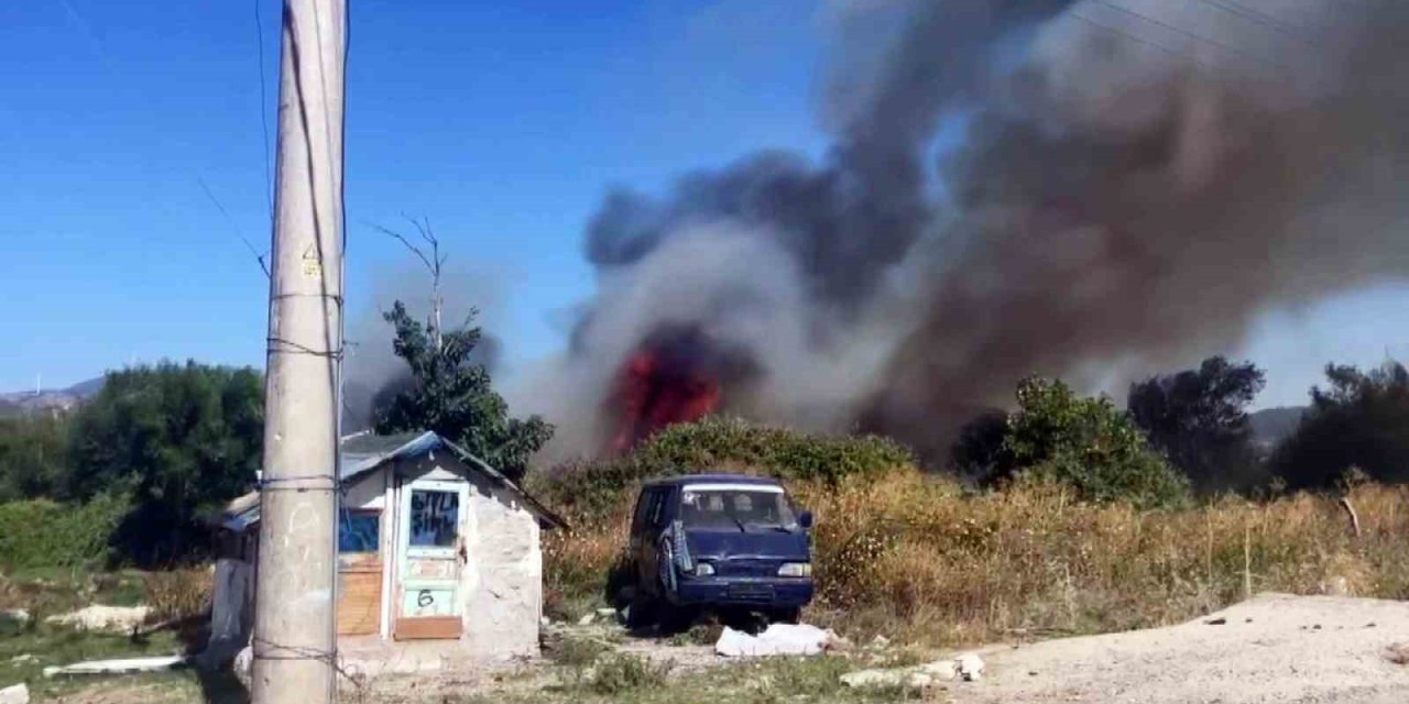 Otluk Ve Ağaçlık Alanda Çıkan Yangın Paniğe Sebep Oldu