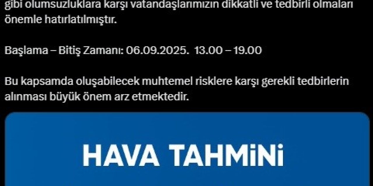 Kuvvetli sağanak yağış uyarısı