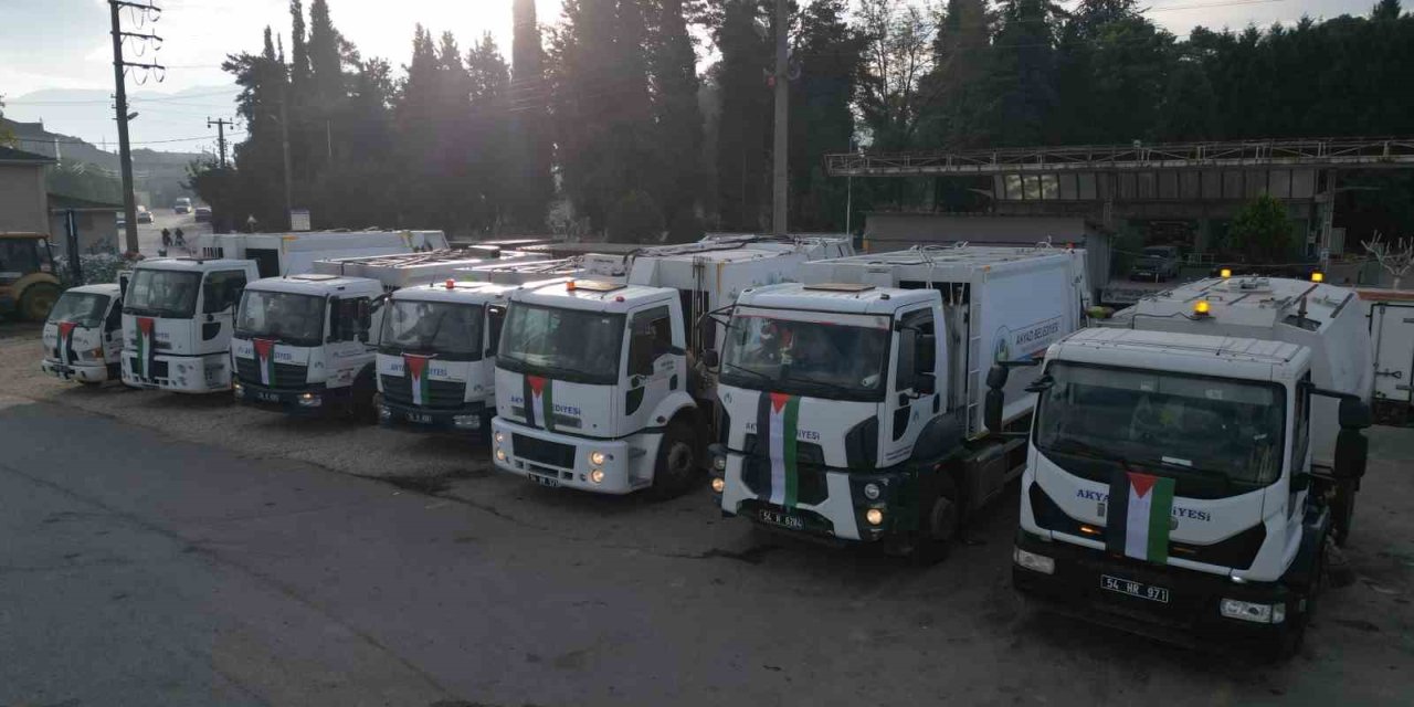 Filistin İçin Birlik Mesajı: Belediye Ve Araçları Bayraklarla Donatıldı