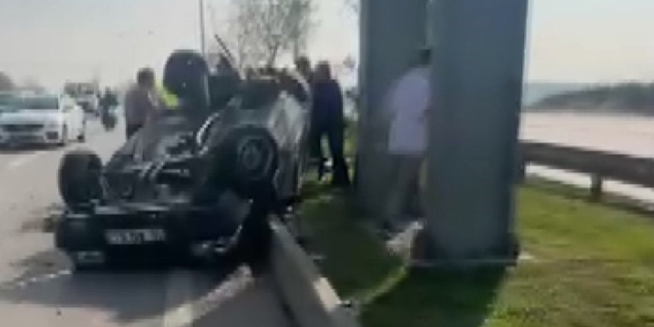 Takla Atan Otomobil Ters Durdu
