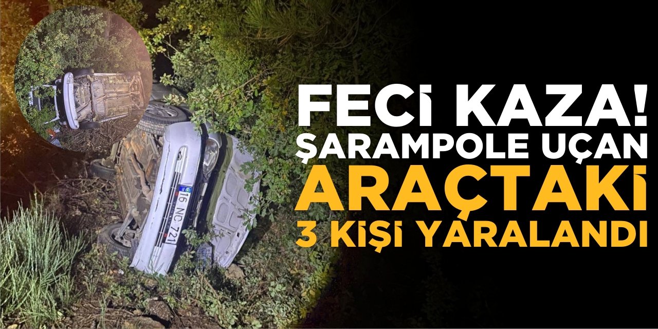 Feci Kaza! Şarampole Uçan Araçtaki 3 Kişi Yaralandı