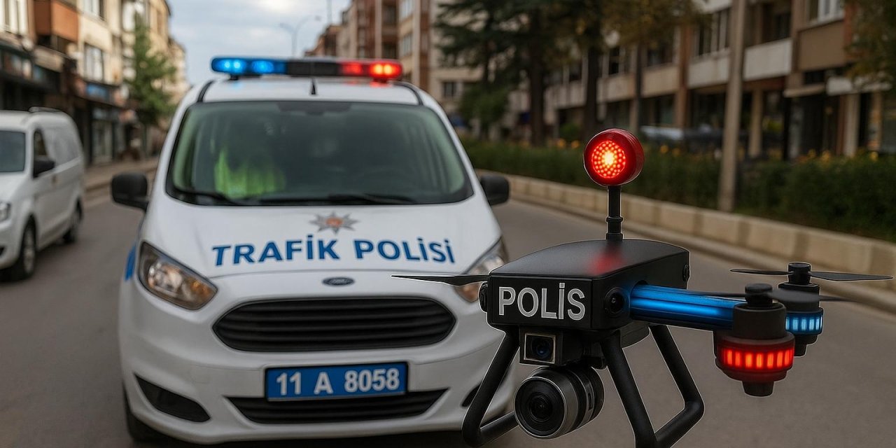 Bozüyük’te hava destekli trafik denetimi