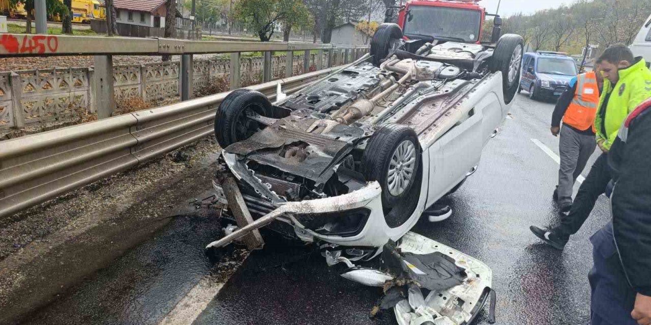 Takla Atan Aracın Sürücüsü Hafif Yaralandı