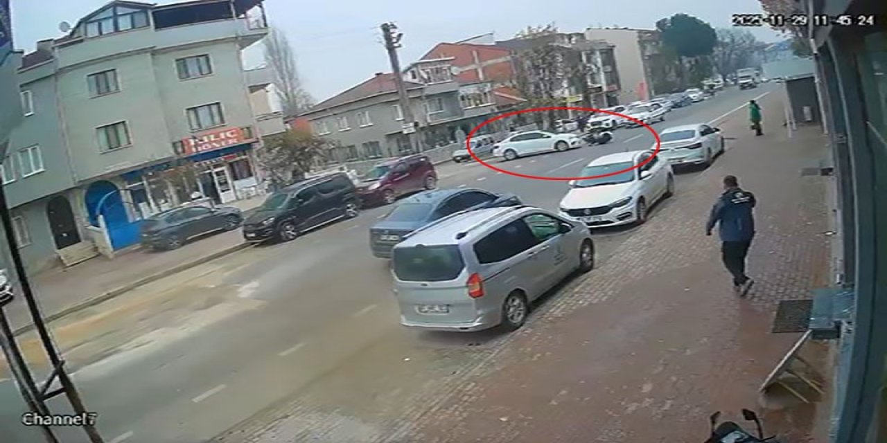 Motosikletin Devrildiği Kaza Anı Kamerada