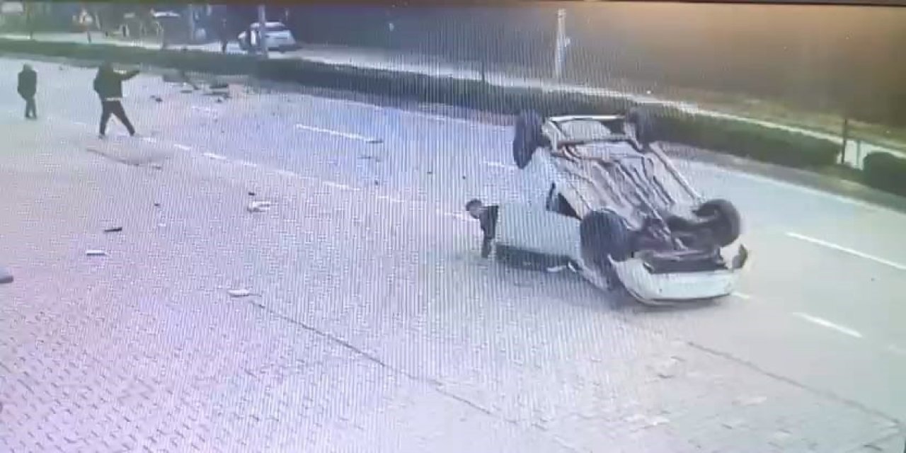 Taklalar Atan Otomobilde Burnu Bile Kanamadı