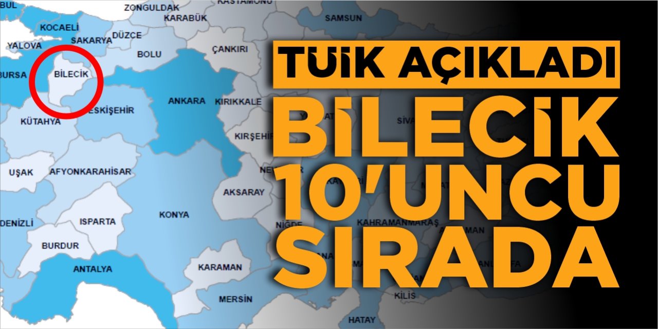 TÜİK açıkladı: Bilecik 10’uncu sırada