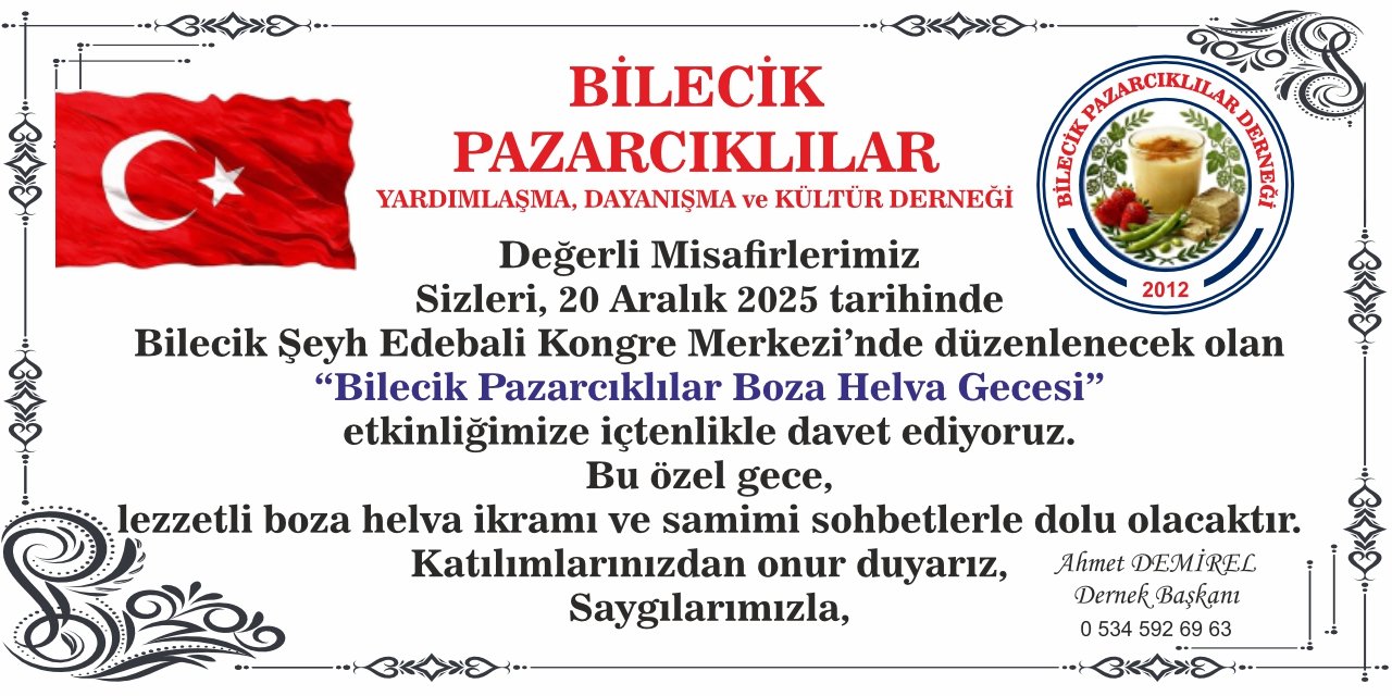 BİLECİK PAZARCIKLILAR BOZA HELVA GECESİ