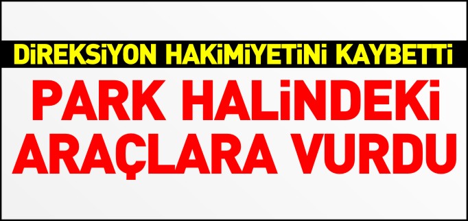 DİREKSİYON HÂKİMİYETİNİ KAYBETTİ PARK HALİNDE Kİ ARAÇLARA VURDU