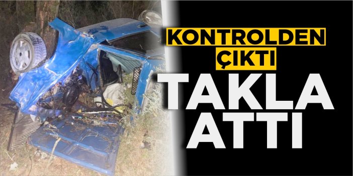 Kontrolden çıkan otomobil takla attı!