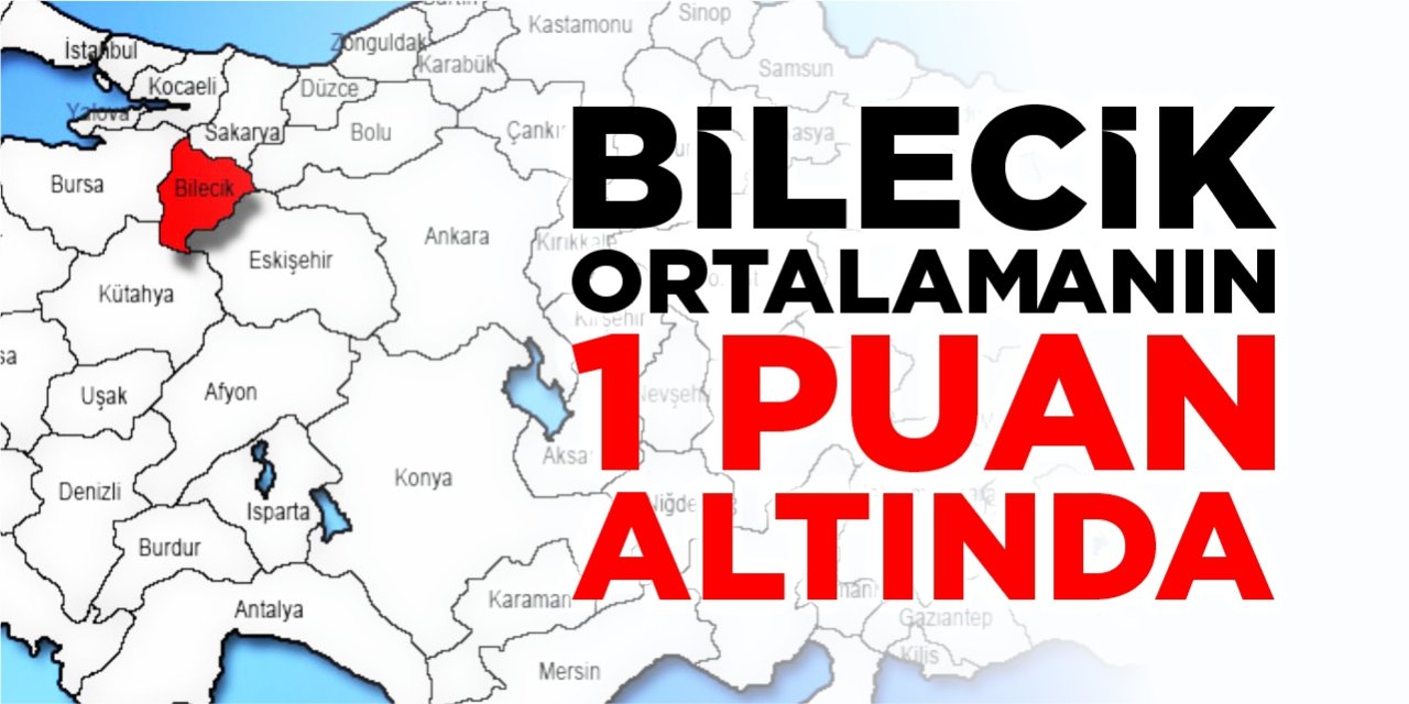 Bilecik ortalamanın 1 puan altında