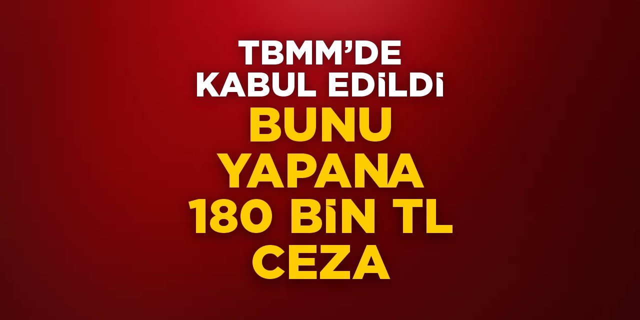 TBMM'de kabul edildi: Bunu yapana 180 bin TL ceza