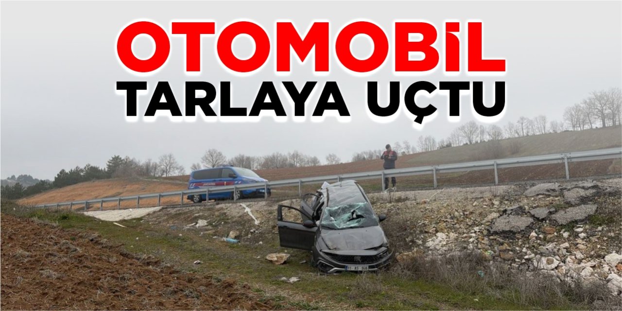 Otomobil tarlaya uçtu