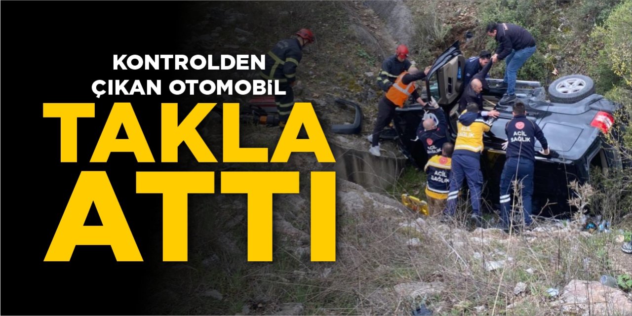 Kontrolden çıkan otomobil takla attı