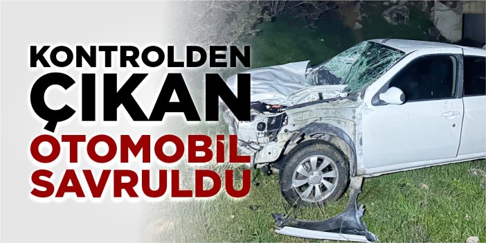 Kontrolden çıkan otomobil savruldu