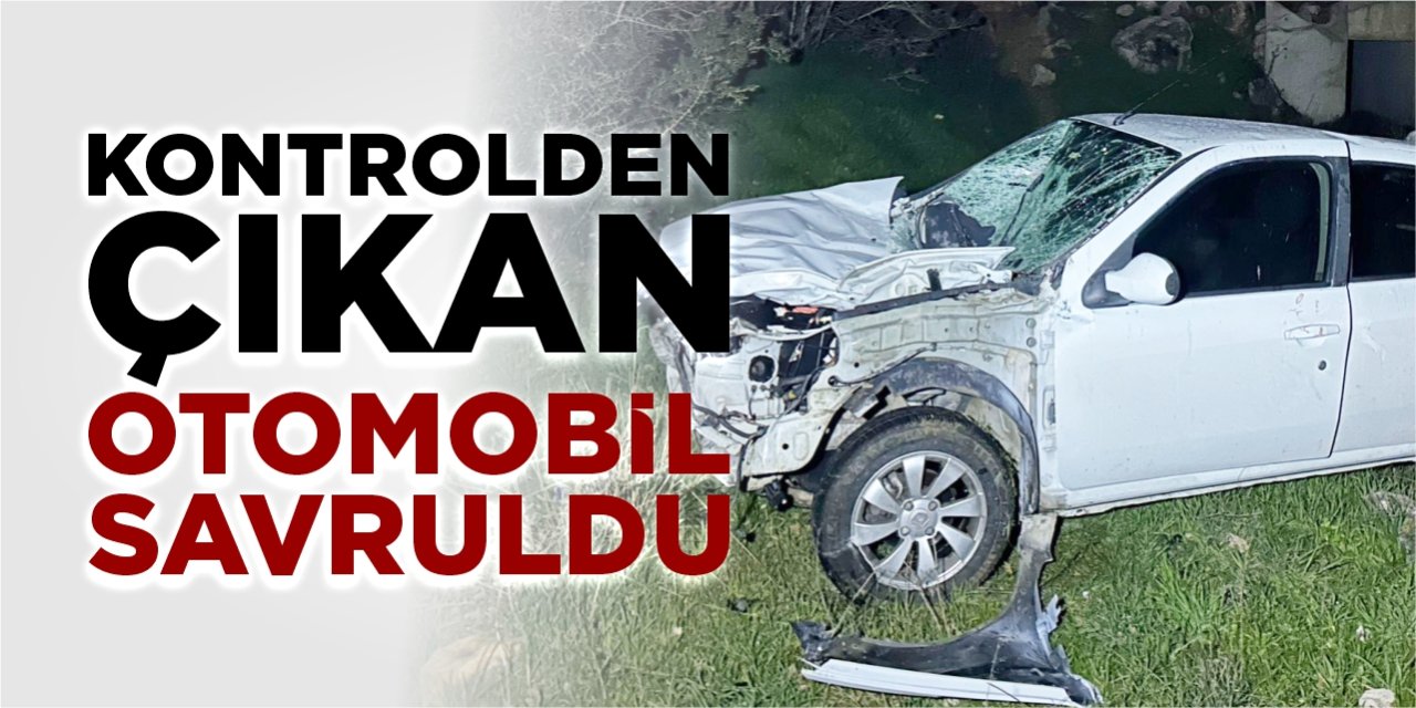 Kontrolden çıkan otomobil savruldu
