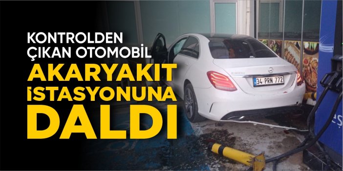 Bilecik'te kontrolden çıkan otomobil akaryakıt istasyonuna daldı!