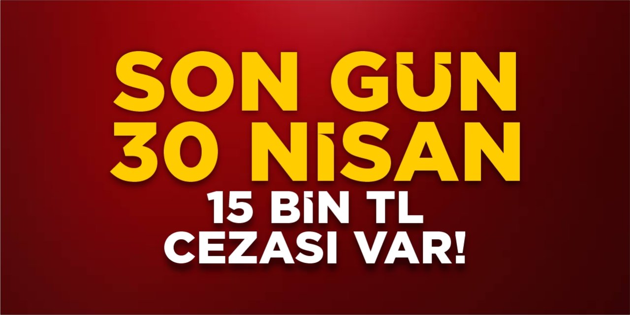 Son gün 30 Nisan! 15 bin TL cezası var!