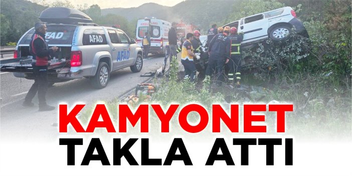 Bilecik’te kamyonet takla attı!