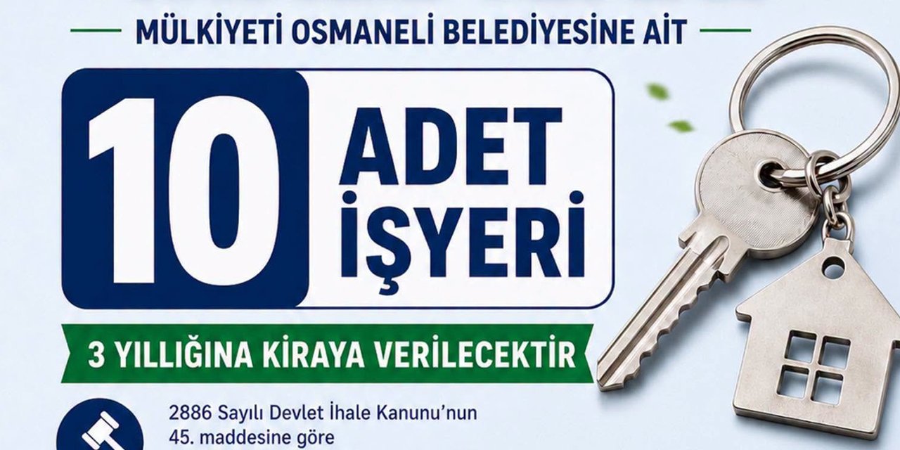 Osmaneli'nde 10 İş Yeri İçin Kiralama İhalesi