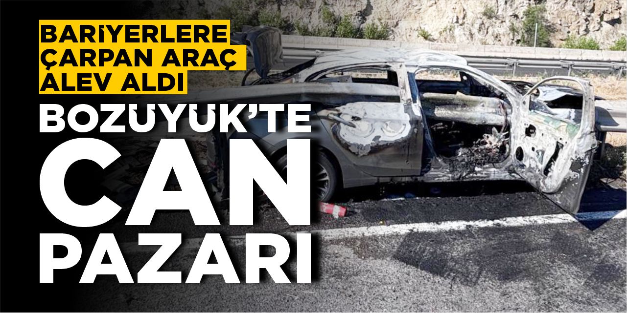 Bozüyük’te can pazarı: Bariyerlere çarpan araç alev aldı