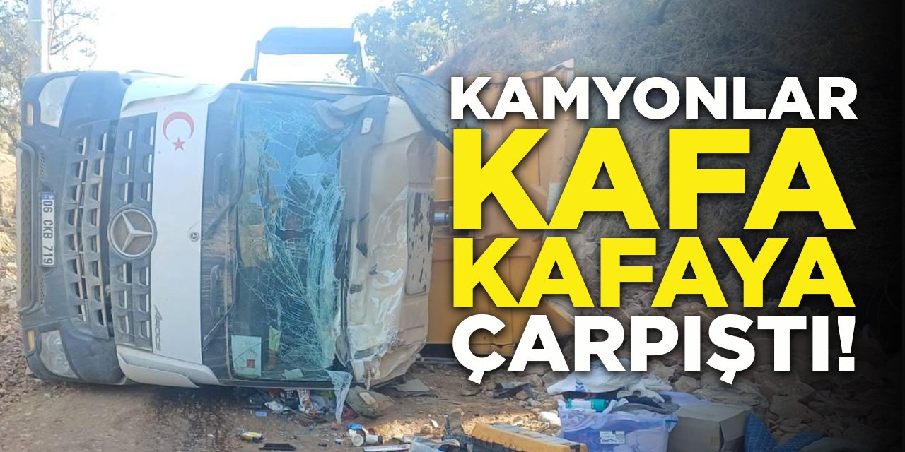 Kamyonlar Kafa Kafaya Çarpıştı!