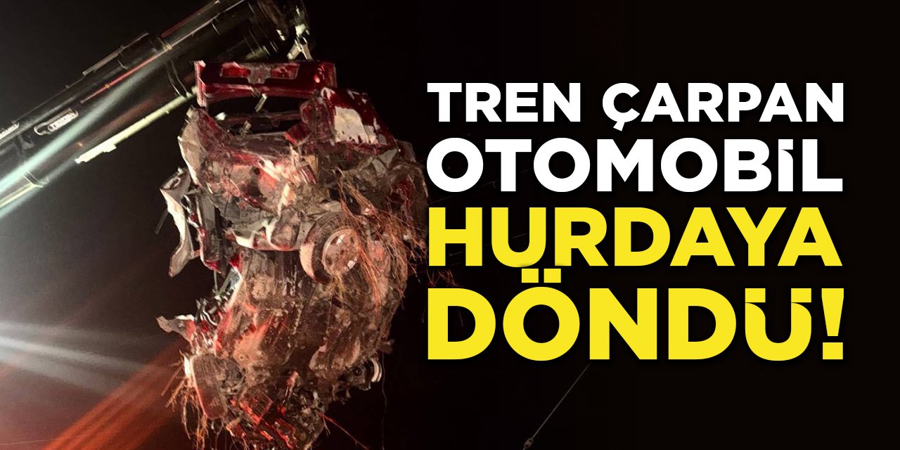Tren Çarpan Otomobil Hurdaya Döndü!