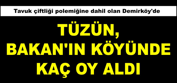 Tavuk çiftliği polemiğine dahil olan Demirköy’de  Tüzün, Bakan’ın köyünde kaç oy aldı