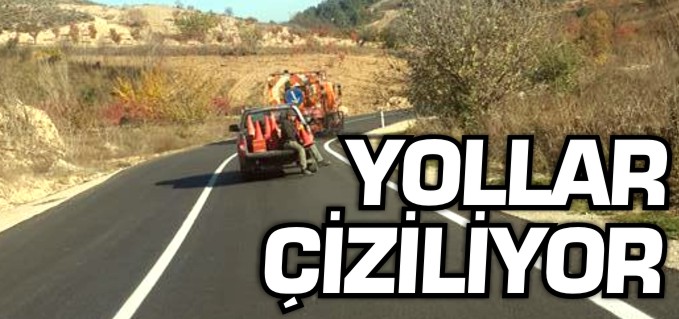 KÖY YOLLARINA ÇİZGİ ÇALIŞMASI BAŞLADI