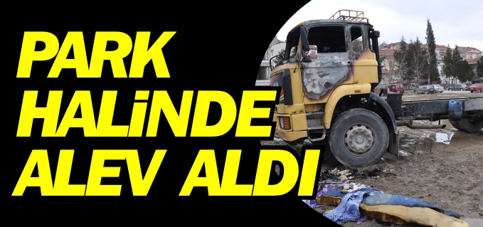 PARK HALİNDEKİ KAMYON YANDI