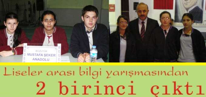 LİSELER ARASI BİLGİ YARIŞMASINDAN 2 BİRİNCİ ÇIKTI