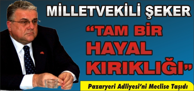 MİLLETVEKİLİ ŞEKER "TAM BİR HAYAL KIRIKLIĞI"