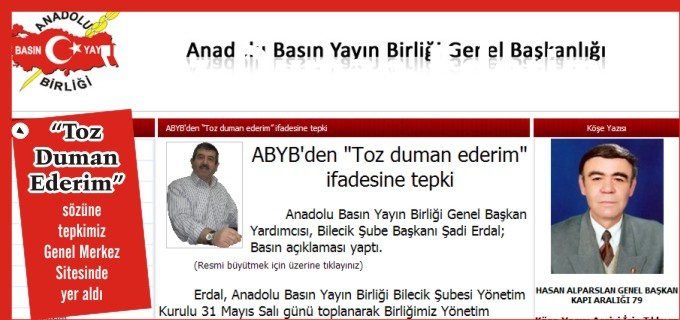 "TOZ DUMAN EDERİM" SÖZÜNE TEPKİMİZ GENEL MERKEZ SİTESİNDE YER ALDI