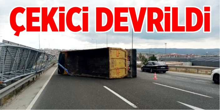 Çevre yolunda çekici devrildi