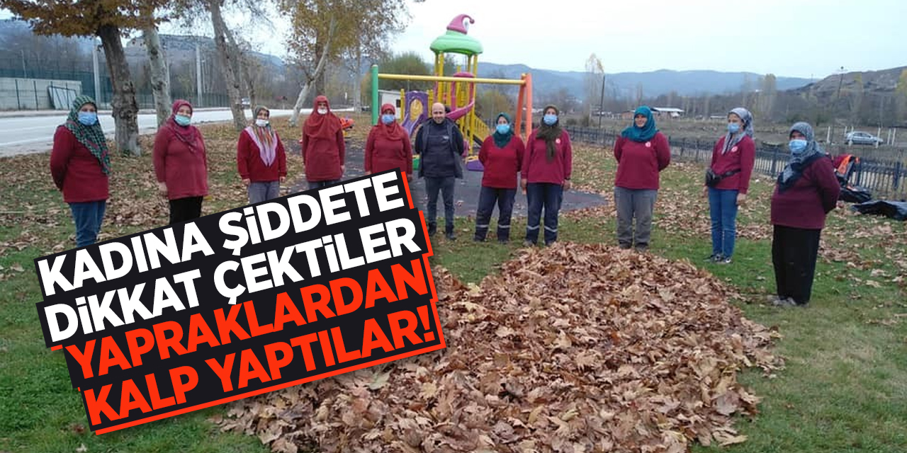 Bilecik'te Kadına Şiddete Dikkat Çektiler! Yapraklardan Kalp Yaptılar