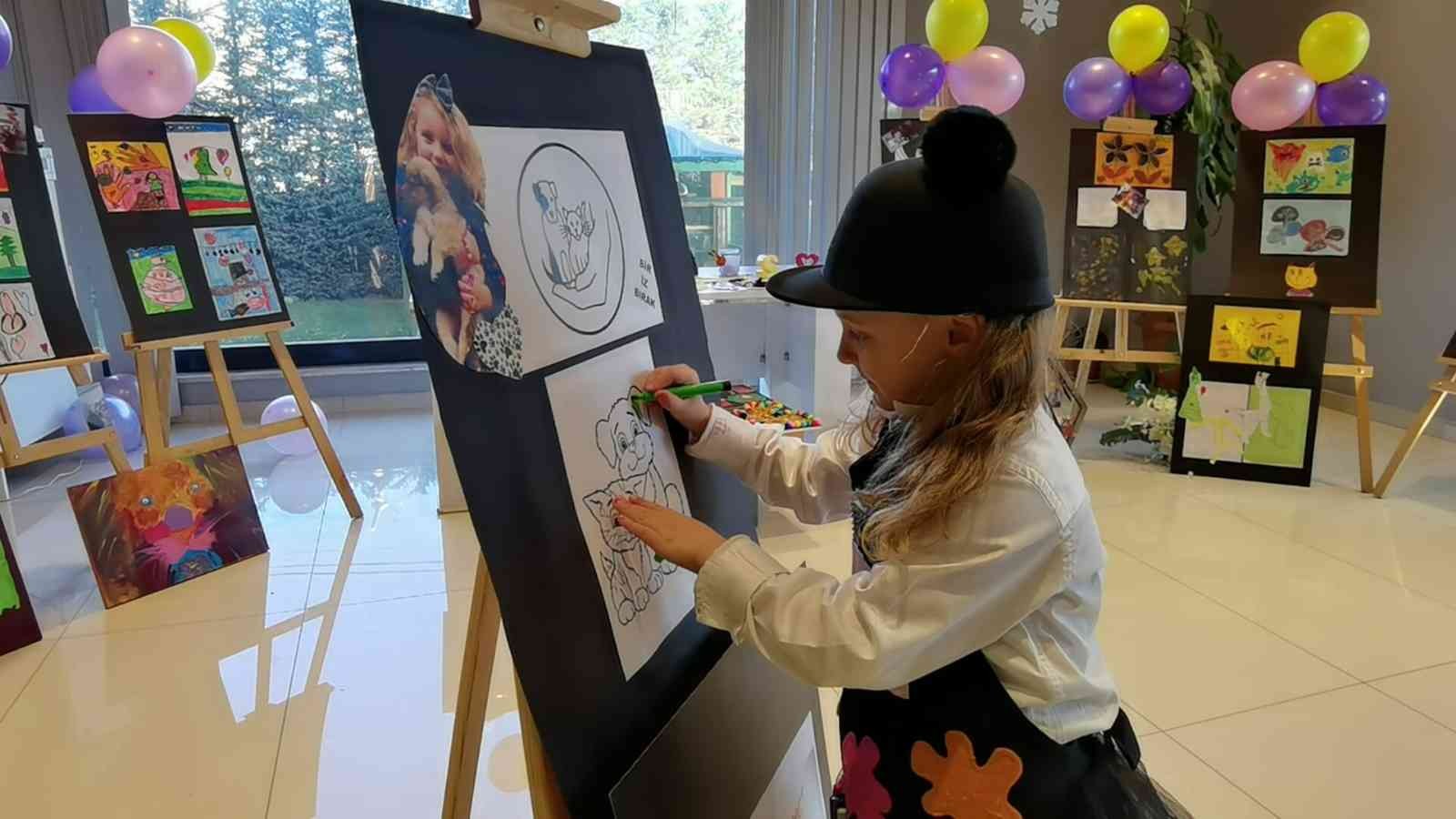 Minik ressam, sergisinin gelirleriyle sokak hayvanlarına mama alacak