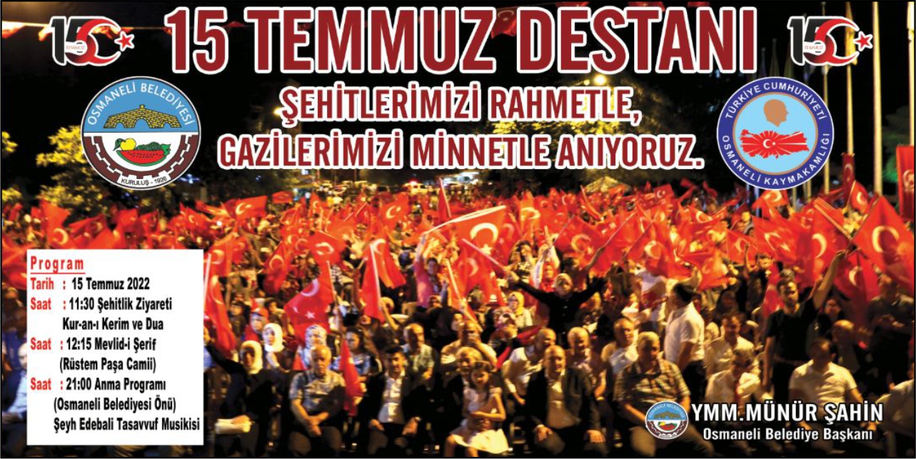 Osmaneli Belediyesi 15 Temmuz programı