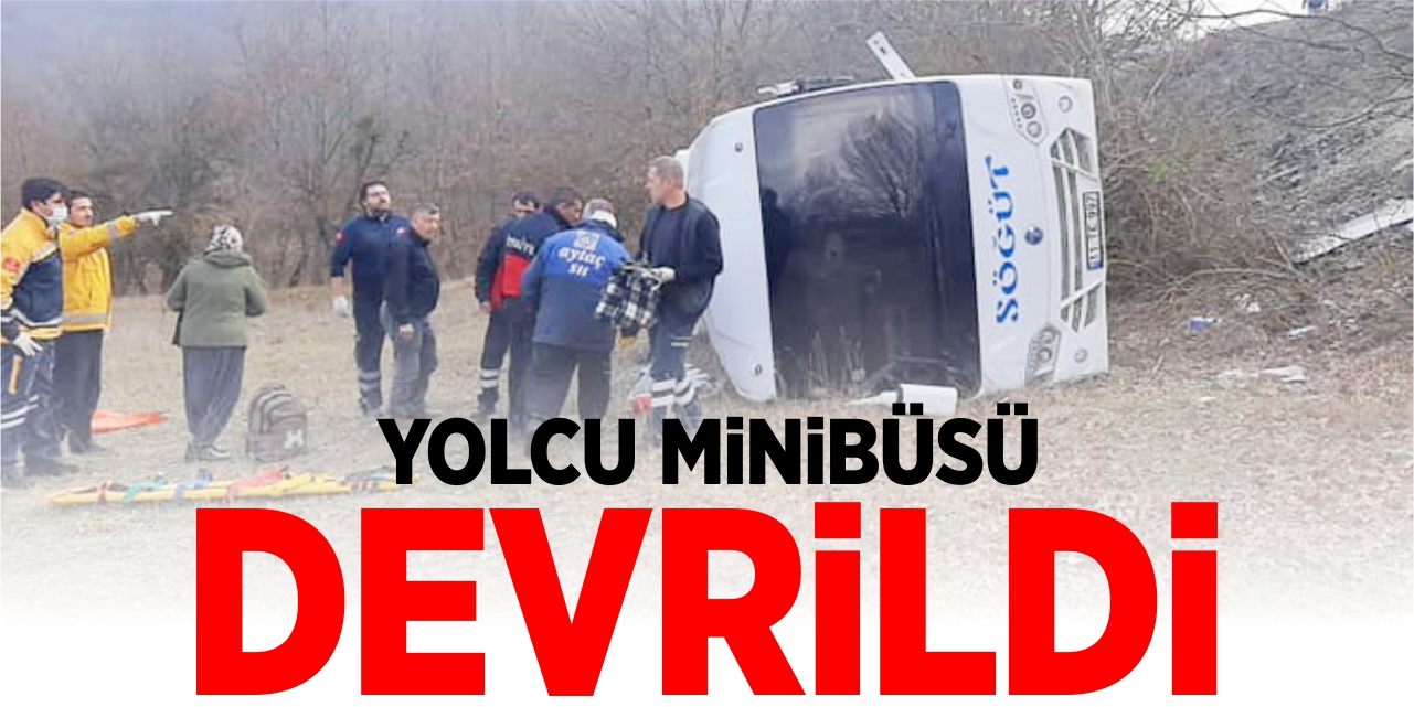 Yolcu minibüsü devrildi