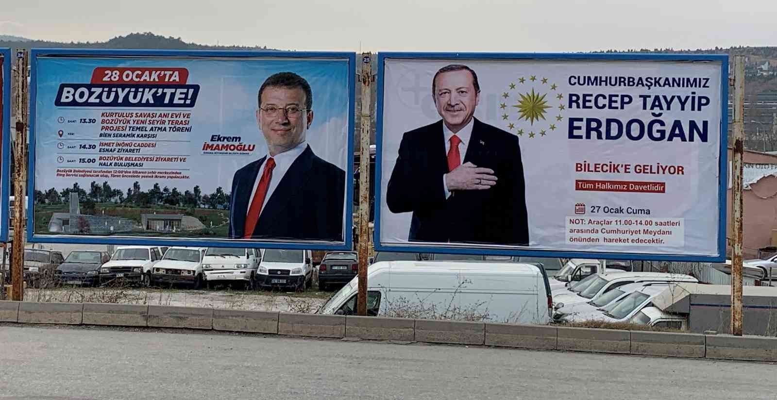 Aynı bilboardlarda Erdoğan ve İmamoğlu’nun fotoğrafları yan yana