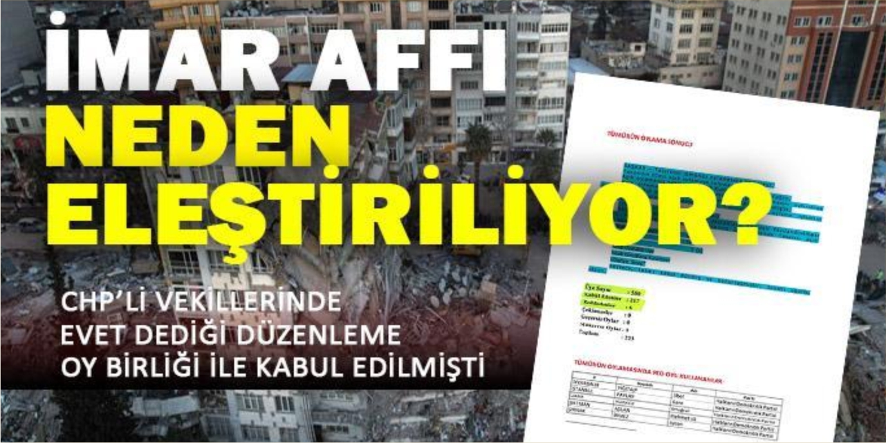 CHP’NİN DE EVET DEDİĞİ İMAR AFFI DÜZENLEMESİ OY BİRLİĞİ İLE GEÇTİ