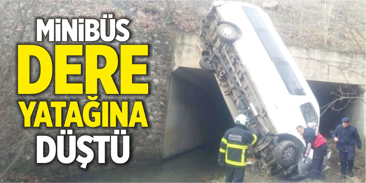 Minibüs dere yatağına düştü