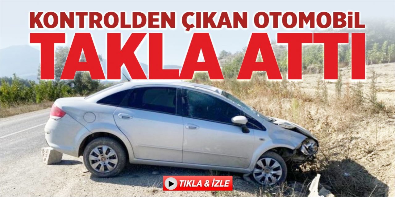 Kontrolden çıkan otomobil takla attı!