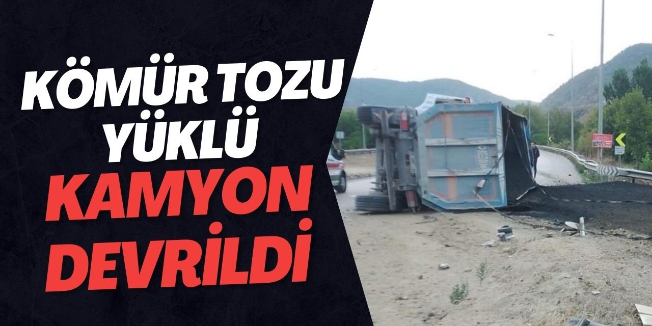 Kömür Tozu Yüklü Kamyon Devrildi