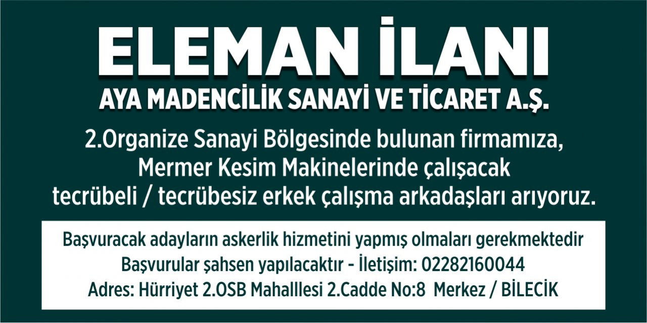 AYA MADEN | ELEMAN İLANI